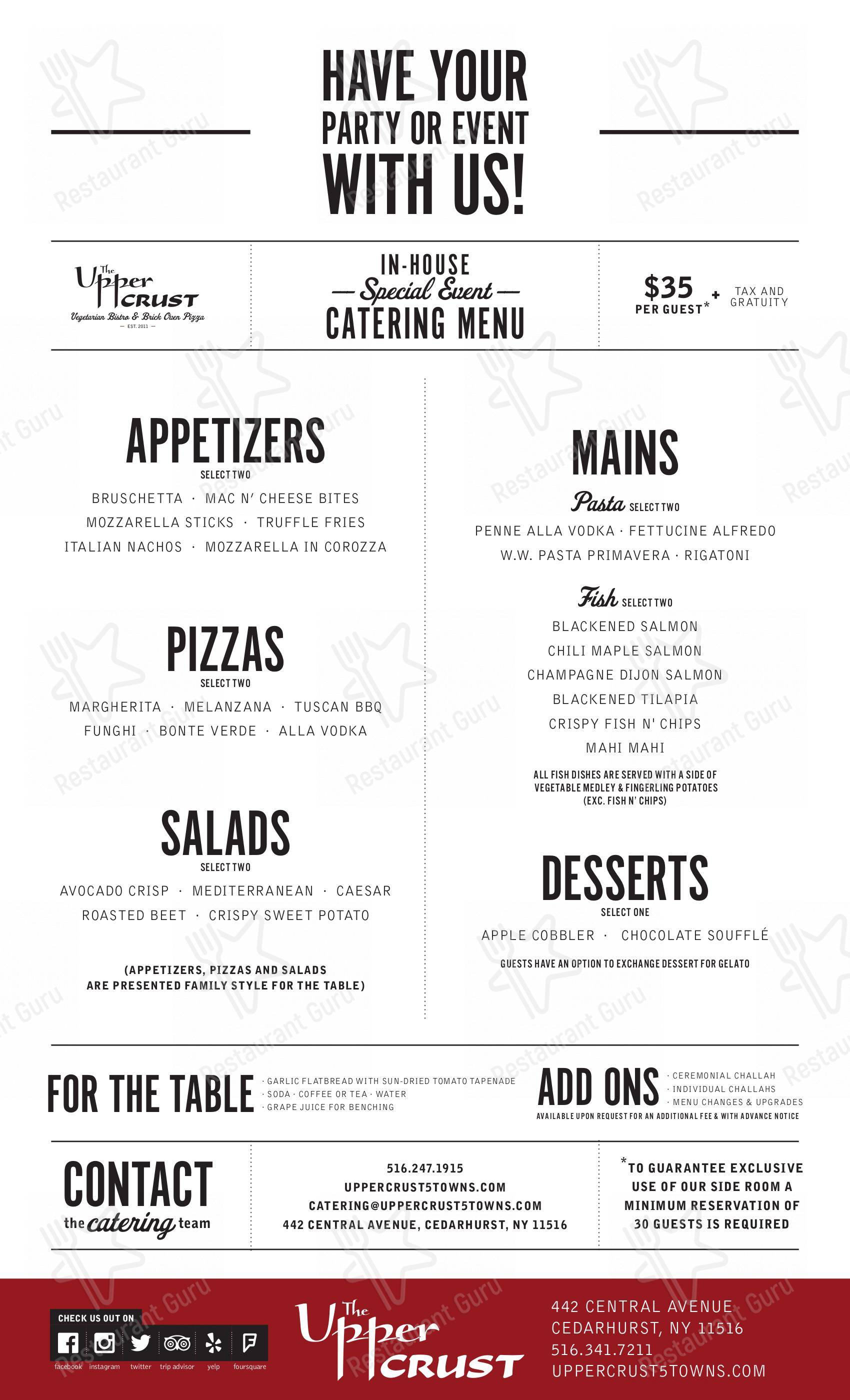 Menu at The Upper Crust pizzeria, Cedarhurst