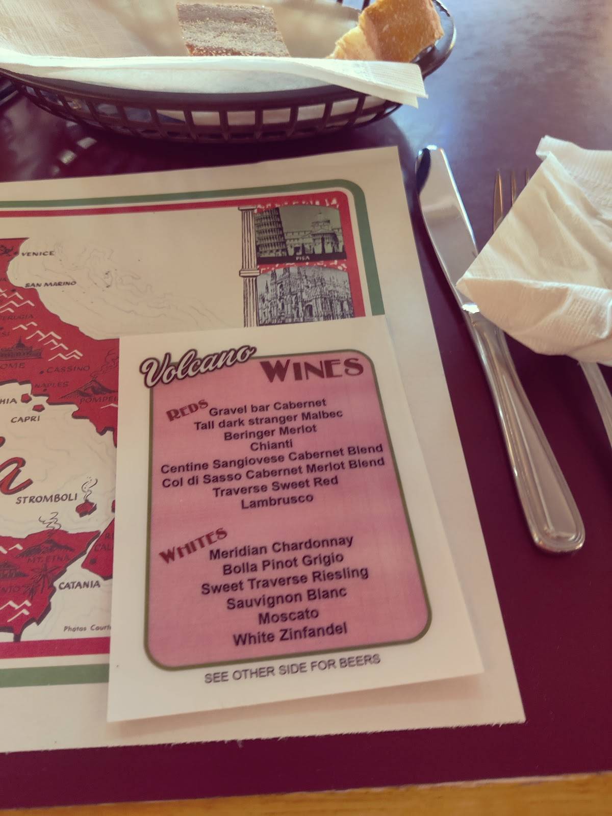 Menu at Volcano Restaurant, South Bend