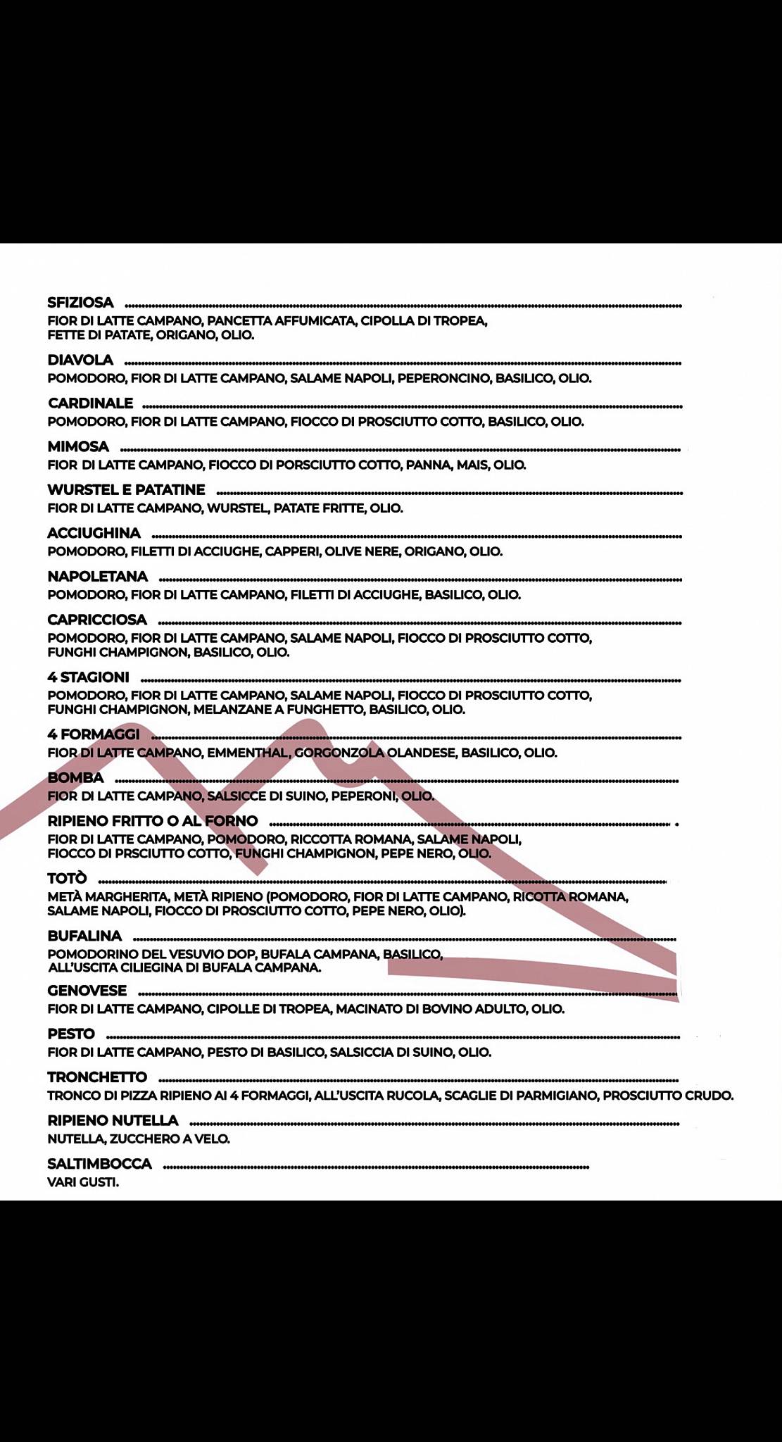 Menu di Pizzeria 'A Reginella 