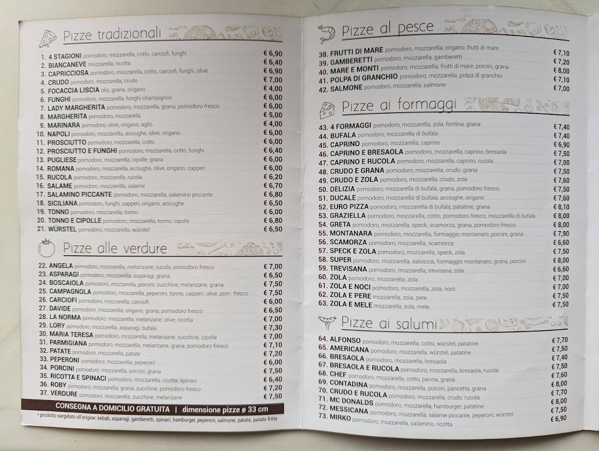 Menu di Pizzeria al Parco 