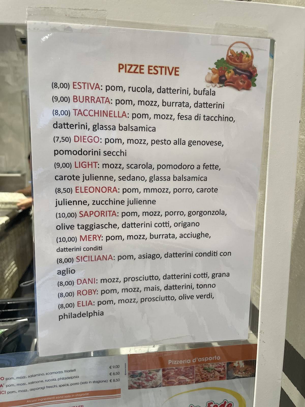 Menu di Pizzeria da Fede 