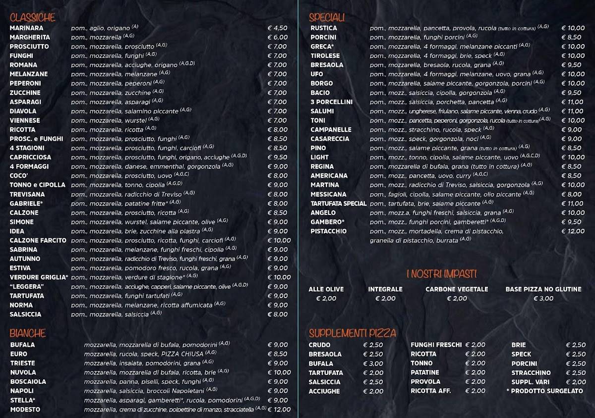 Menu di Pizzeria da modesto di Trieste 