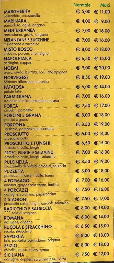 Menu di Crazy Pizza 