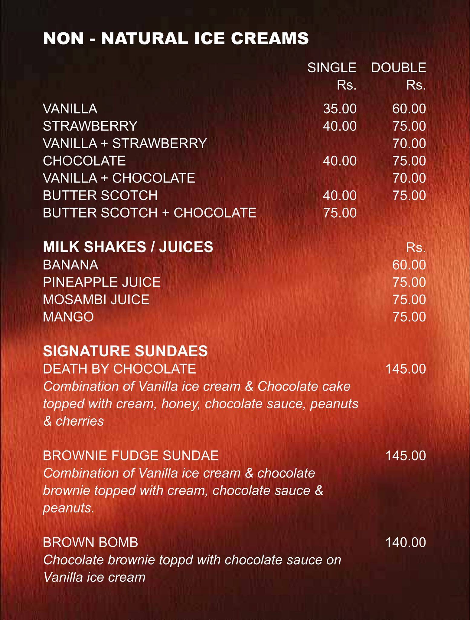 Plan B Cafe menu