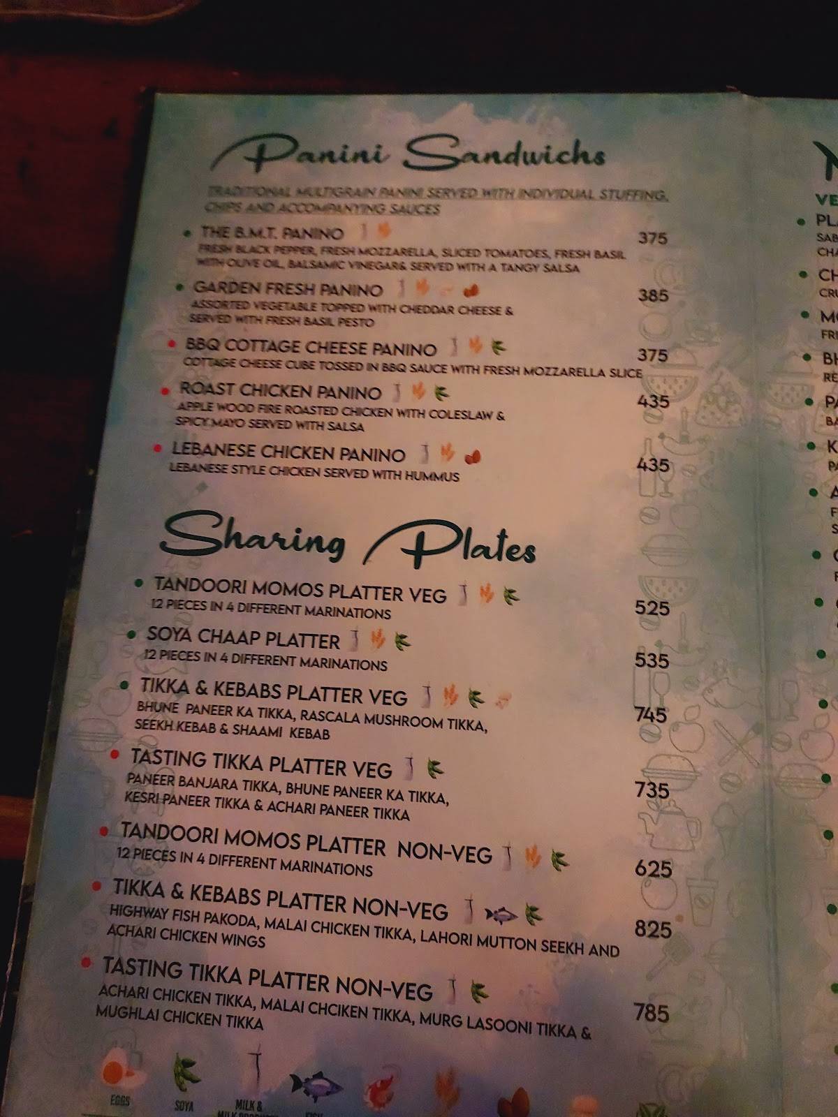 Playground Cafe and Bar menu