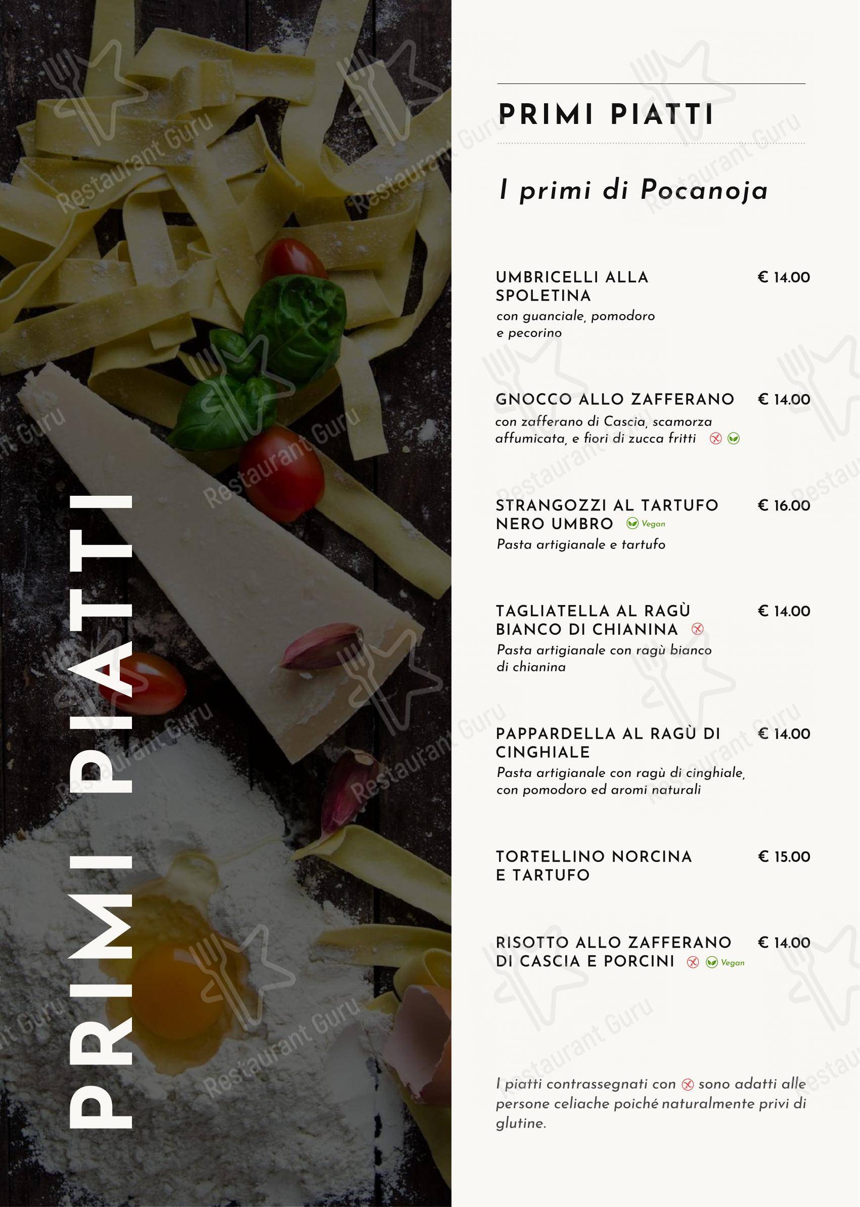 Menu di Pocanoja - Menu
