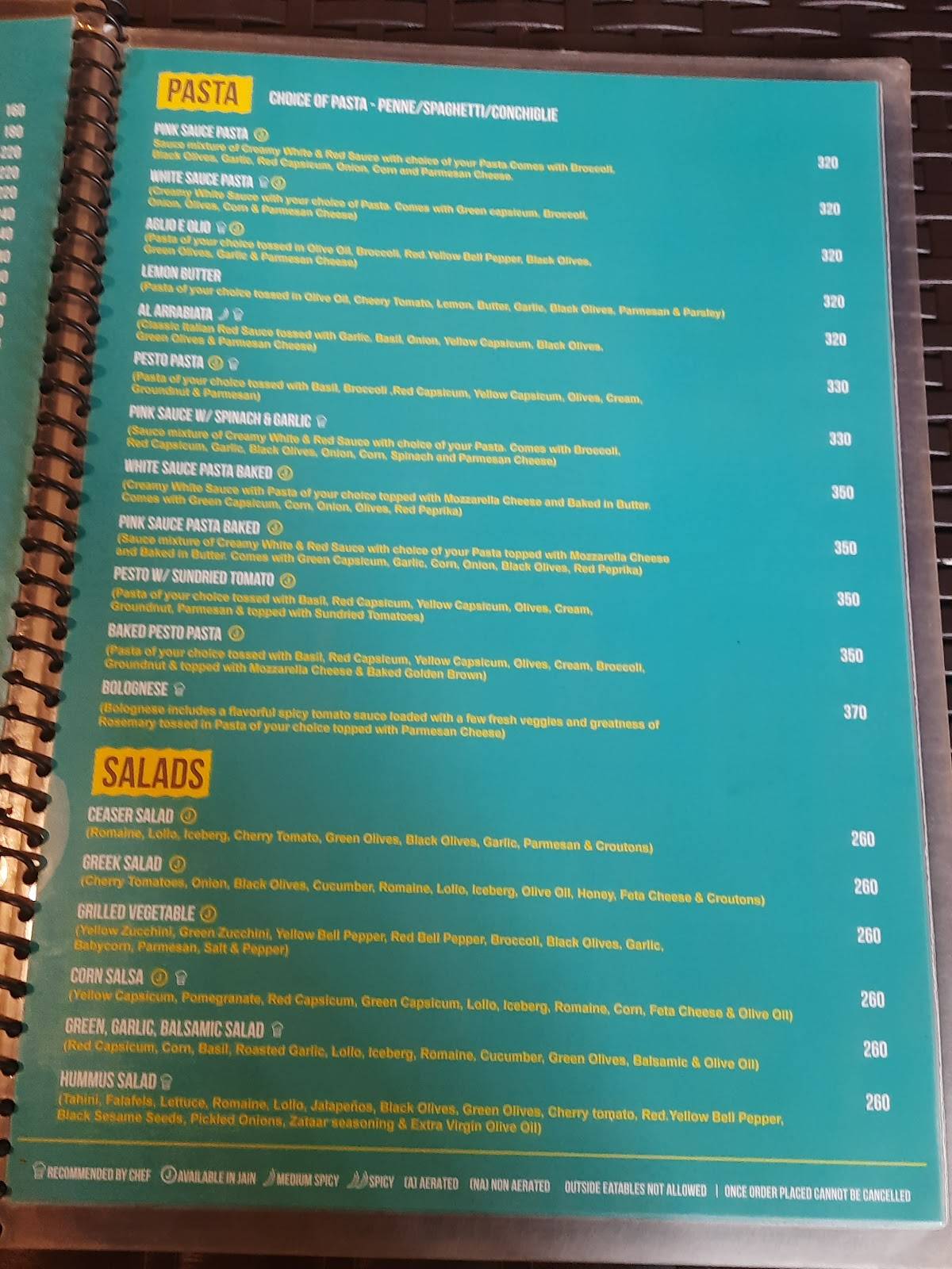 Poona Food truck menu