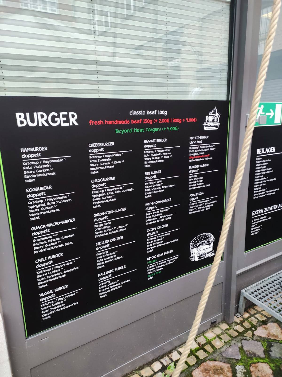 Speisekarte von Pops Burger & Sportsbar, Esslingen am Neckar