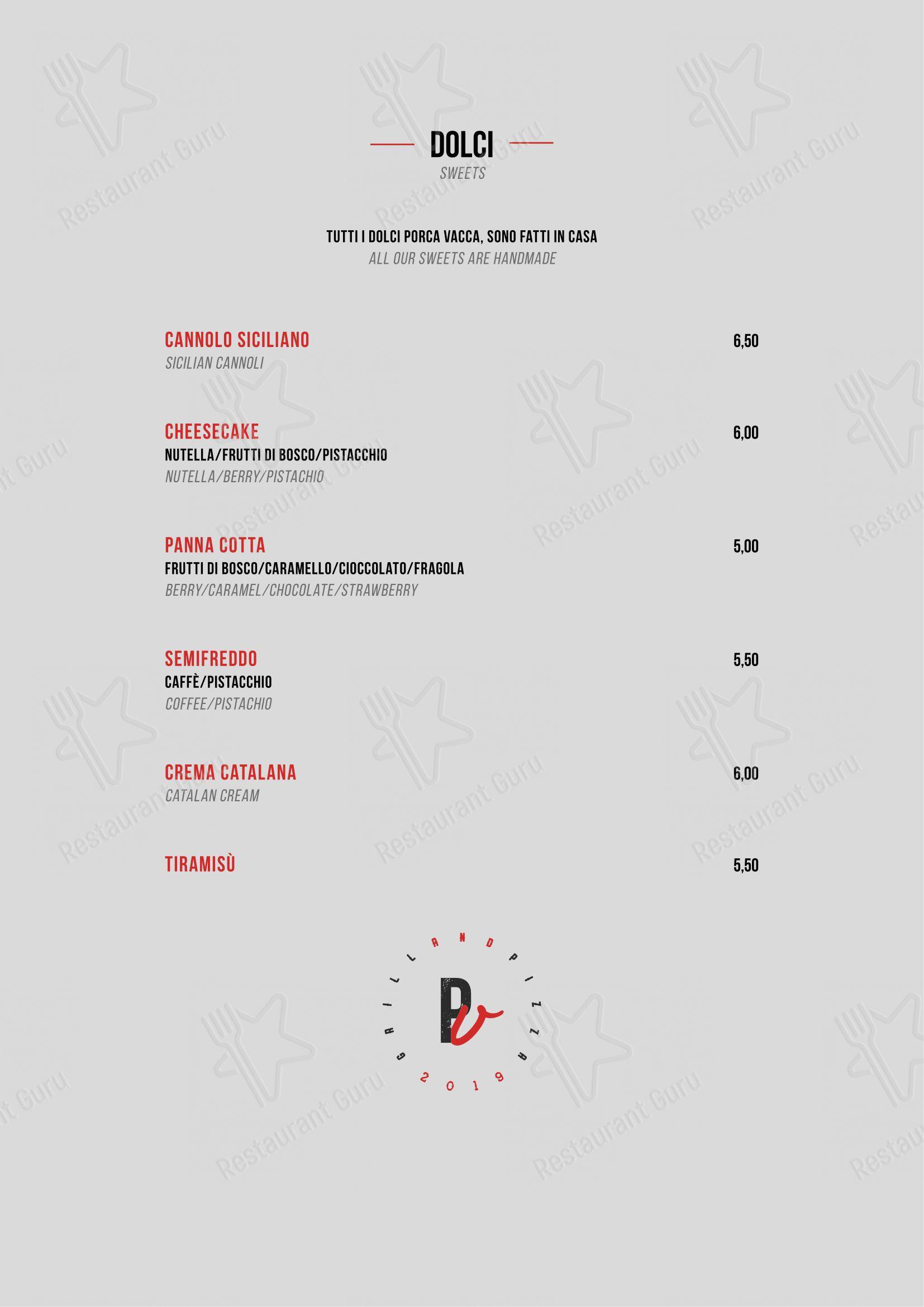 Menu per Porca Vacca ristorante