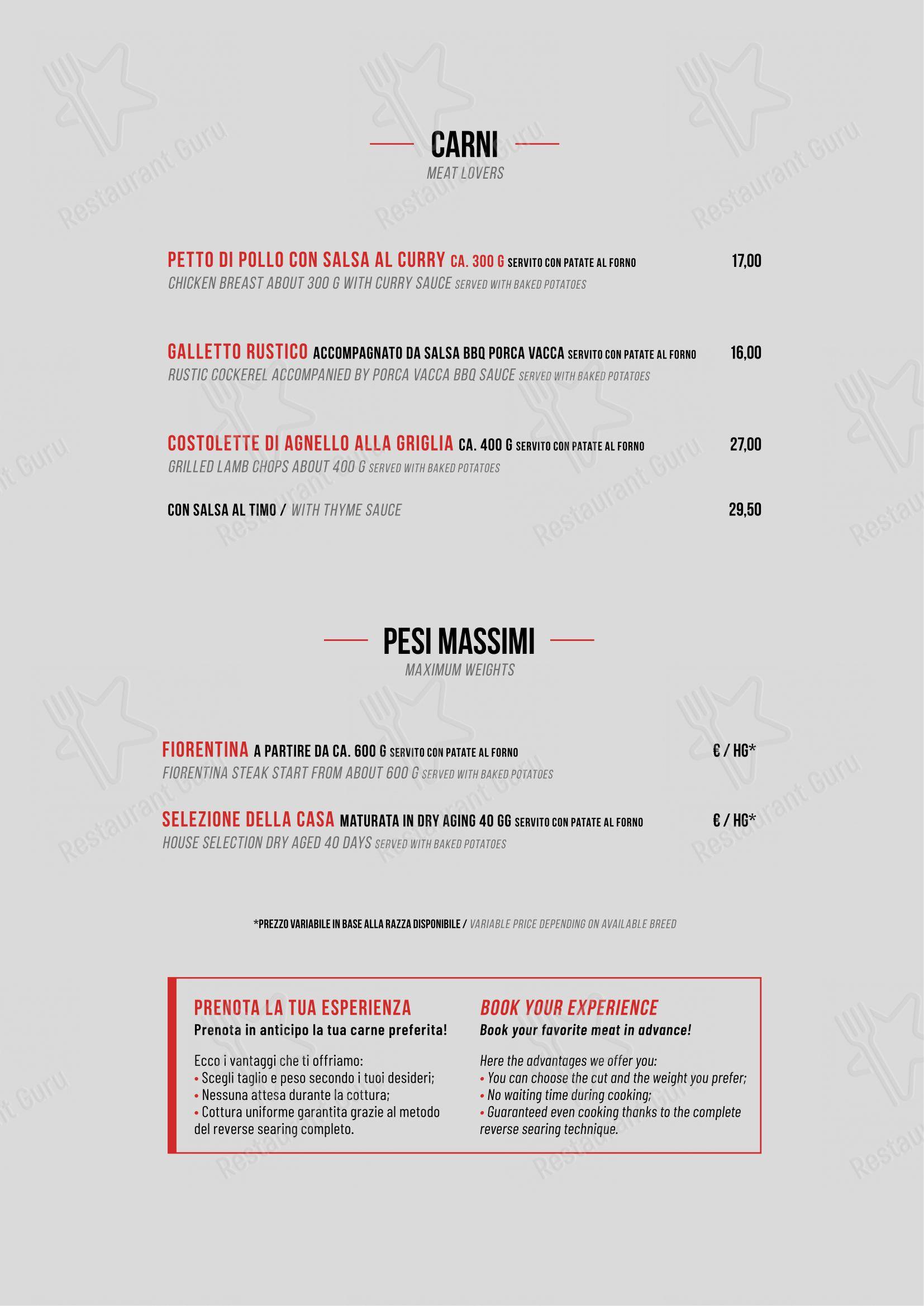 Porca Vacca in Dro - Menu