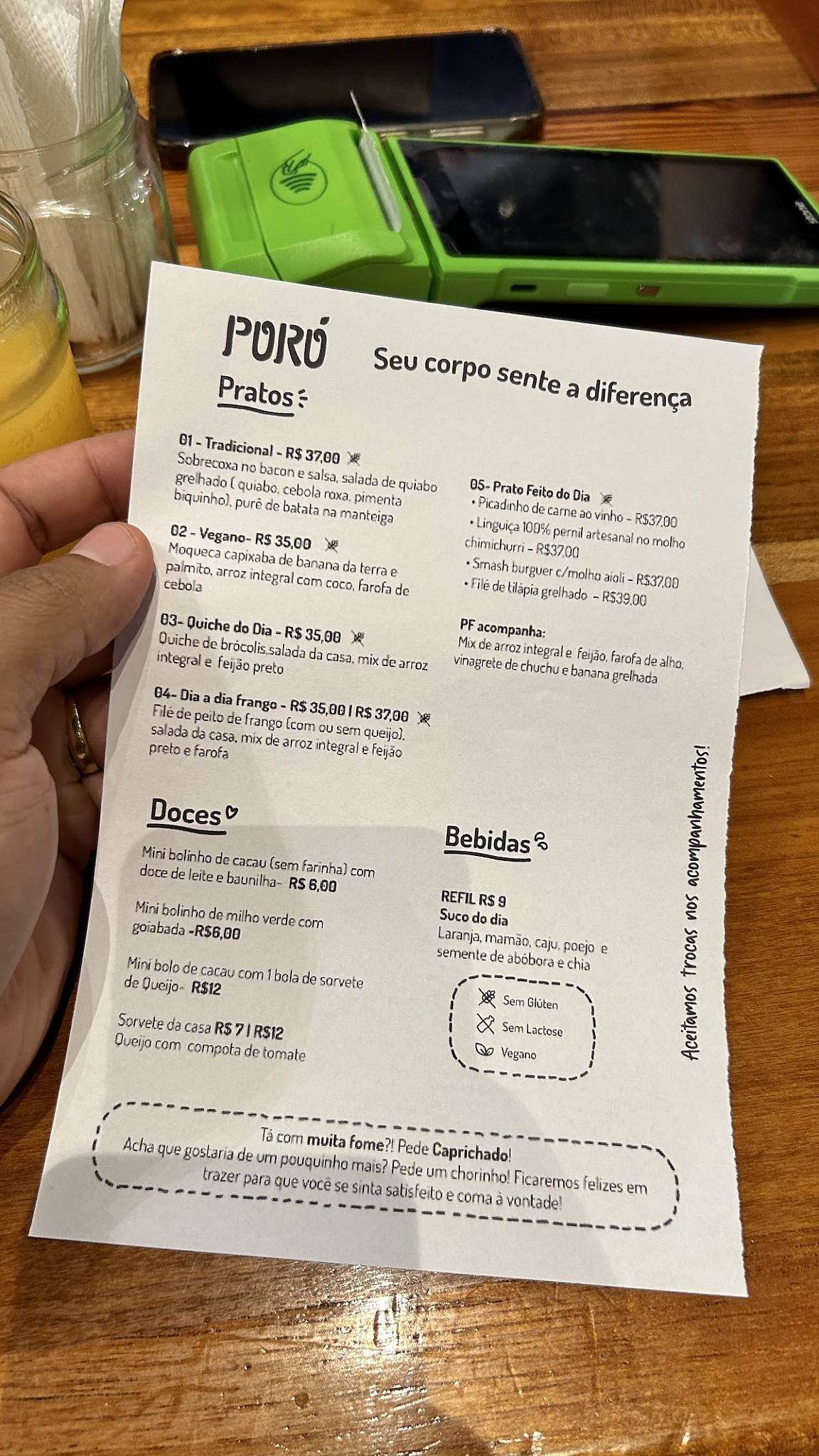 Poró cardápio