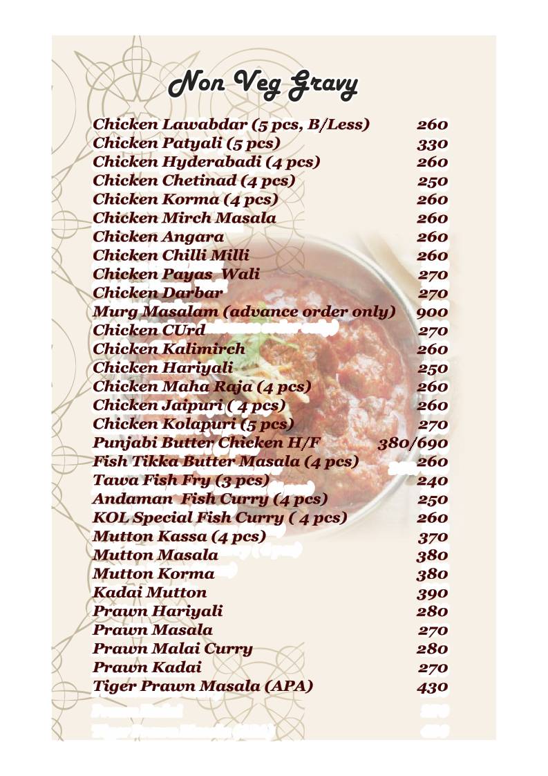 Trio- The Family Restaurant menu