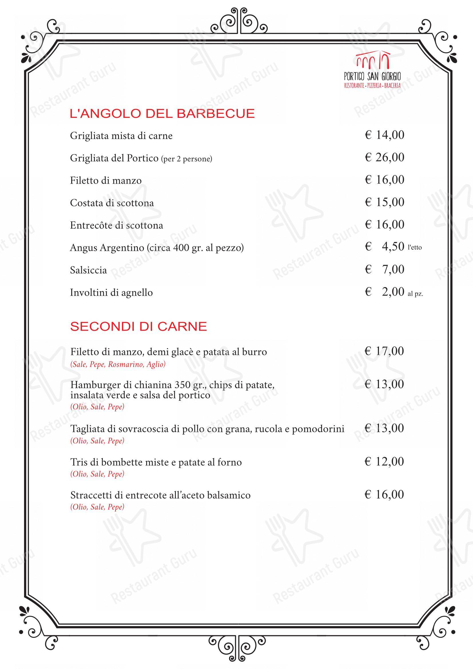 Menu per Portico San Giorgio ristorante