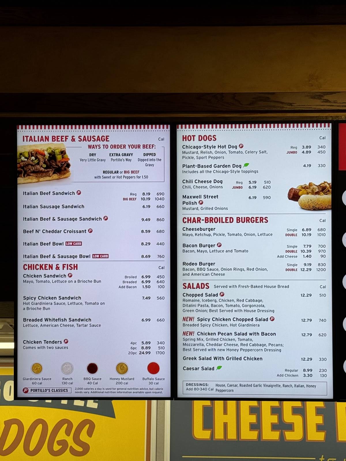 Menu at Portillo's Indianapolis-IN restaurant, Indianapolis, US 31 S