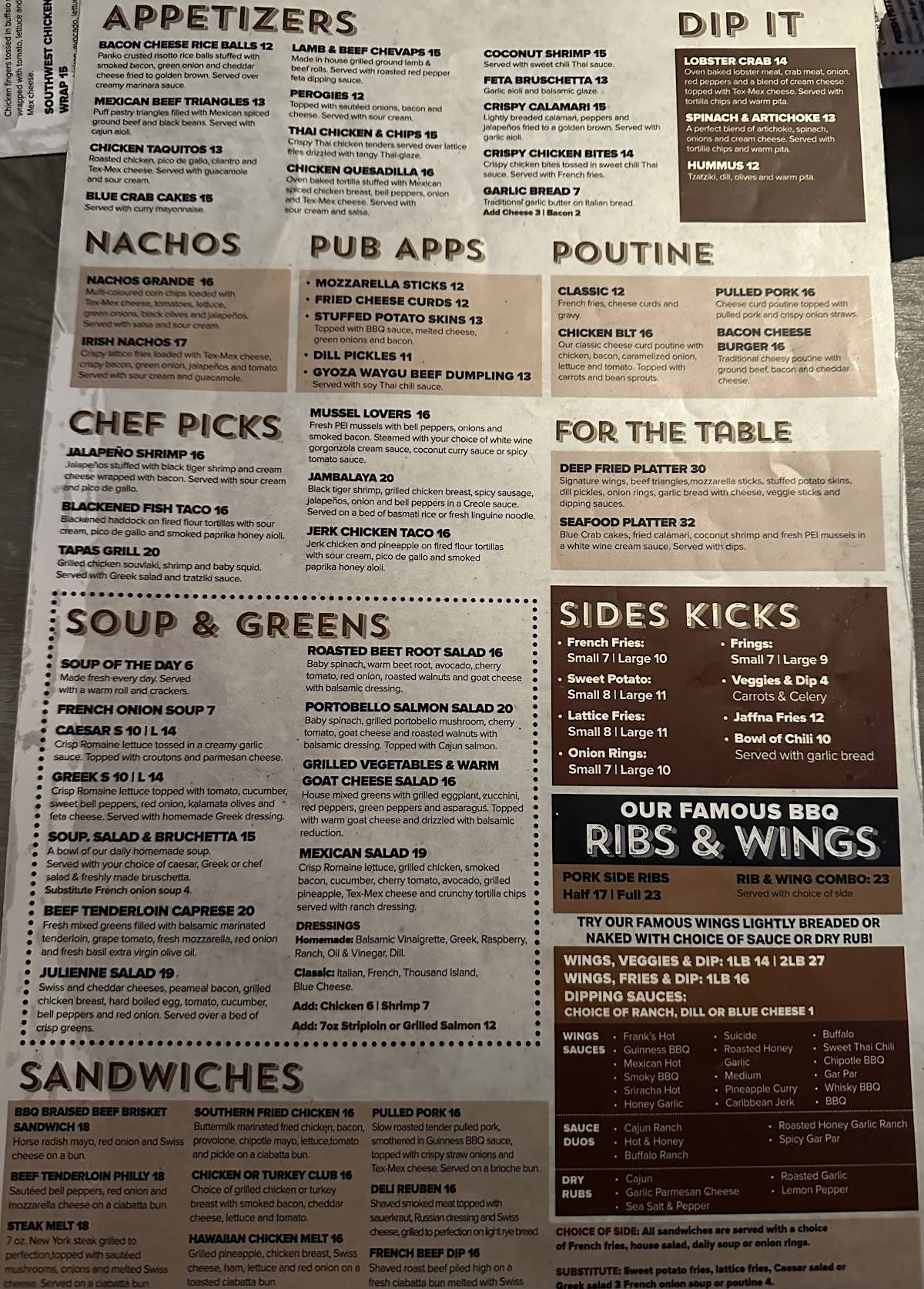 Menu de Portly Piper Pub Ajax