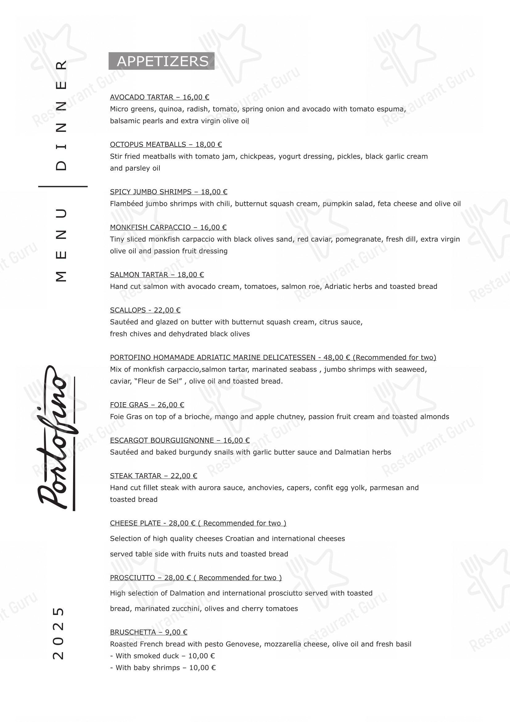Menu per Portofino in Spalato
