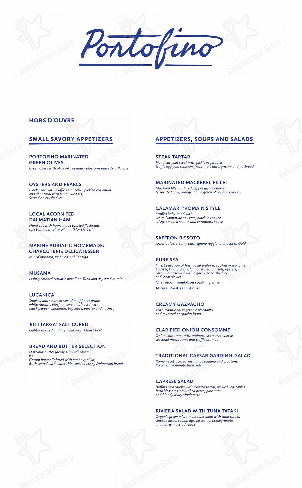菜单 per Portofino ristorante