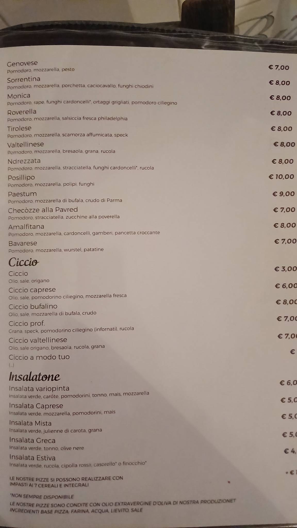 Menu di Posillipo 