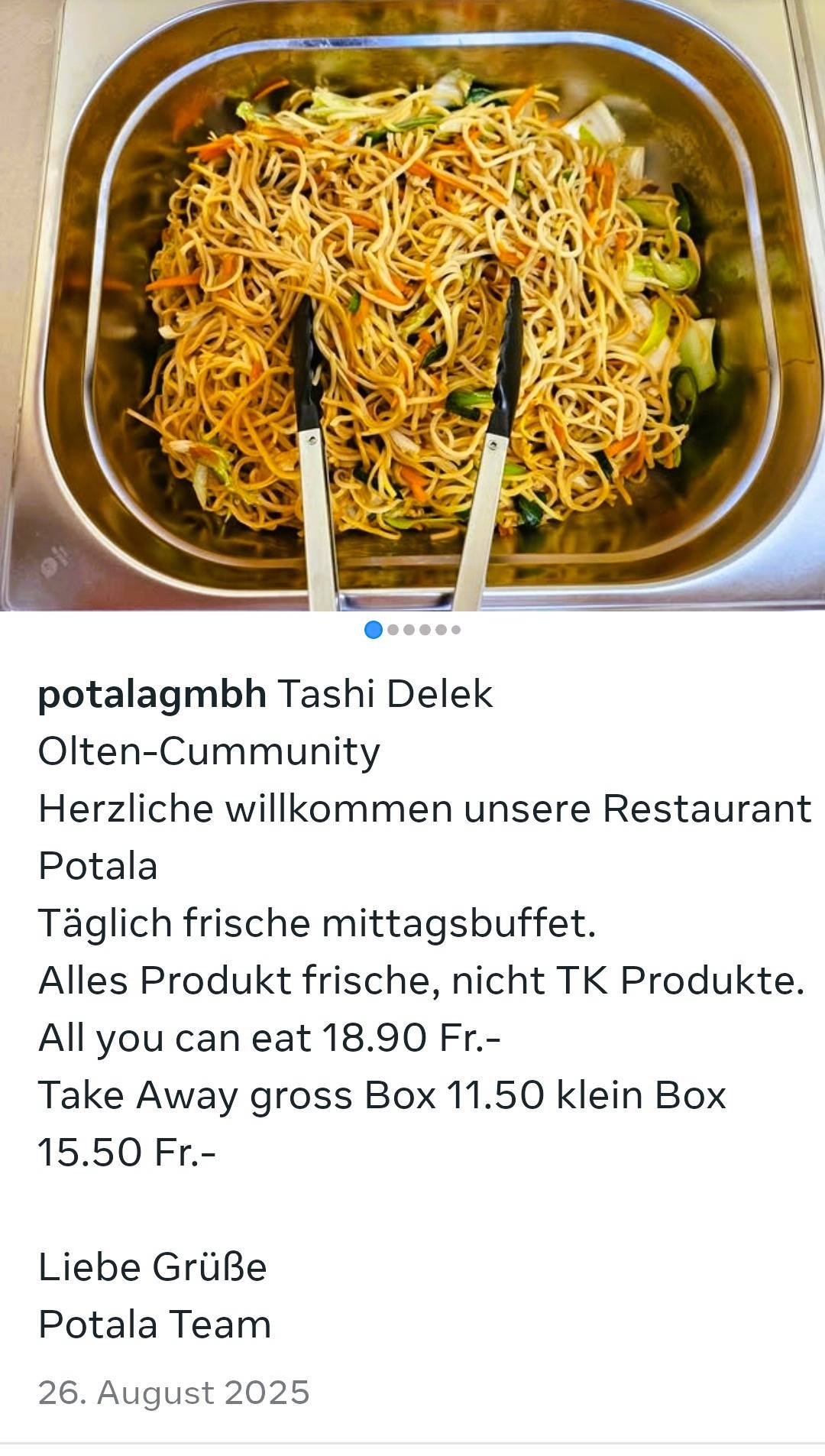Menu di Potala Restaurant 