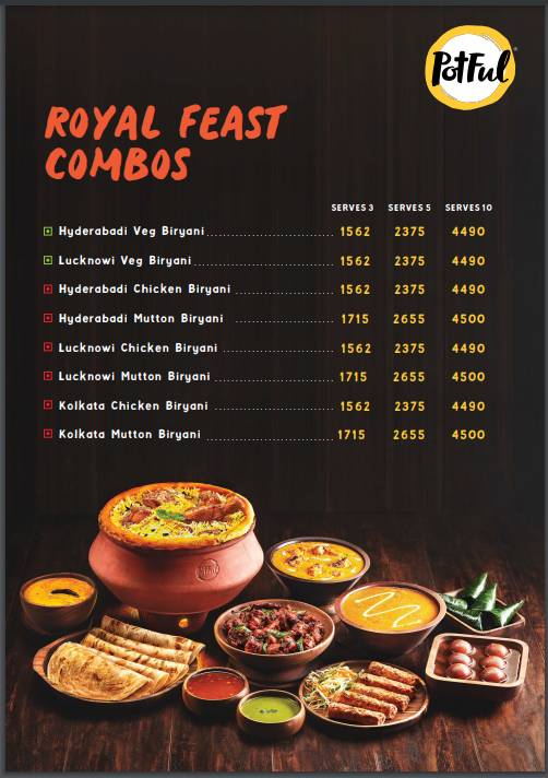 Potful Biryani, BEL Road menu