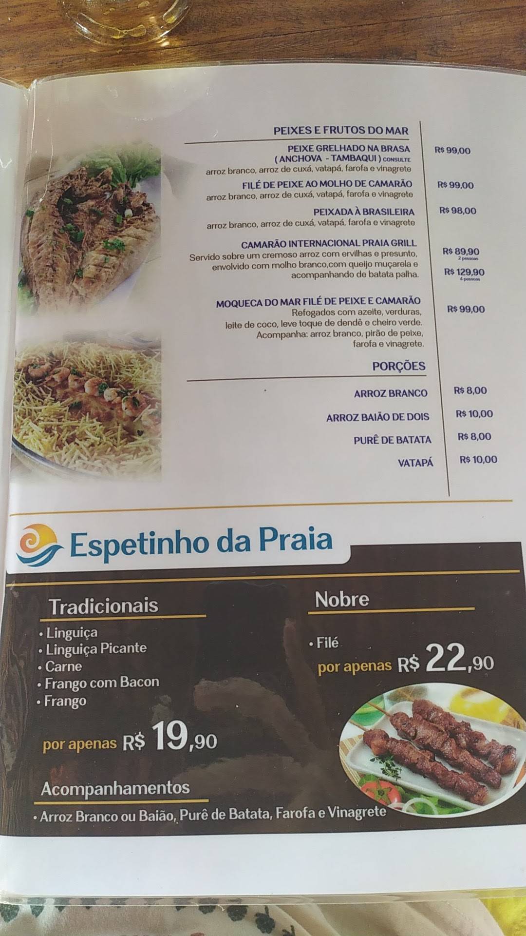 Praia Grill cardápio