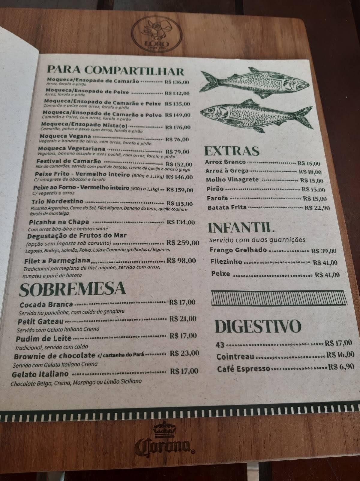 Lôro - Praia Do Forte cardápio