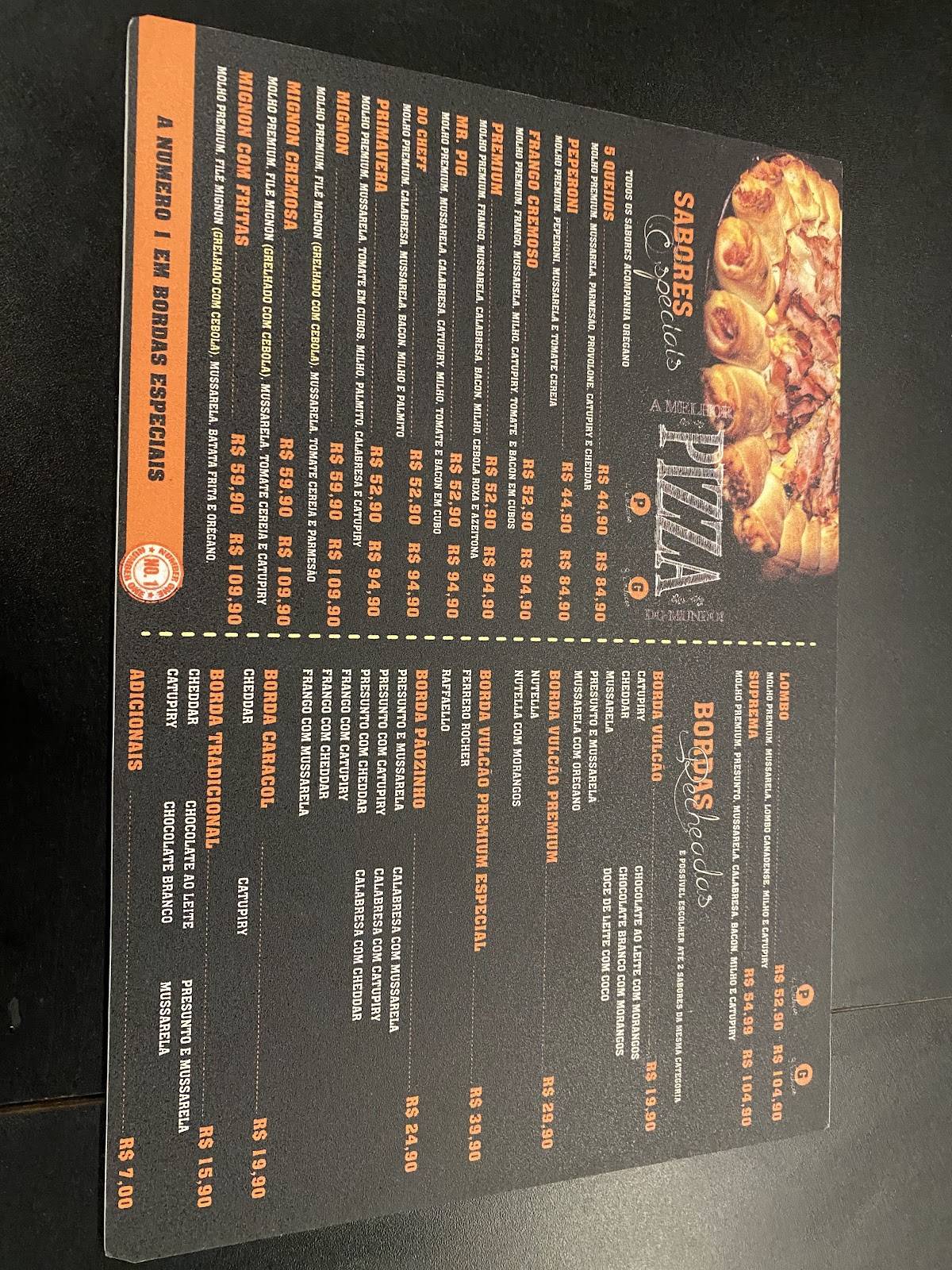 Premium Pizzas cardápio