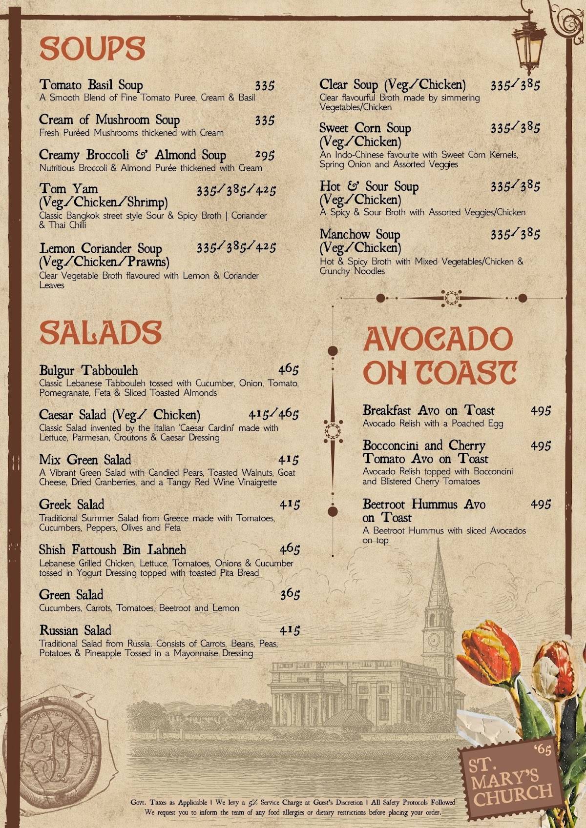 Prem's Baner menu