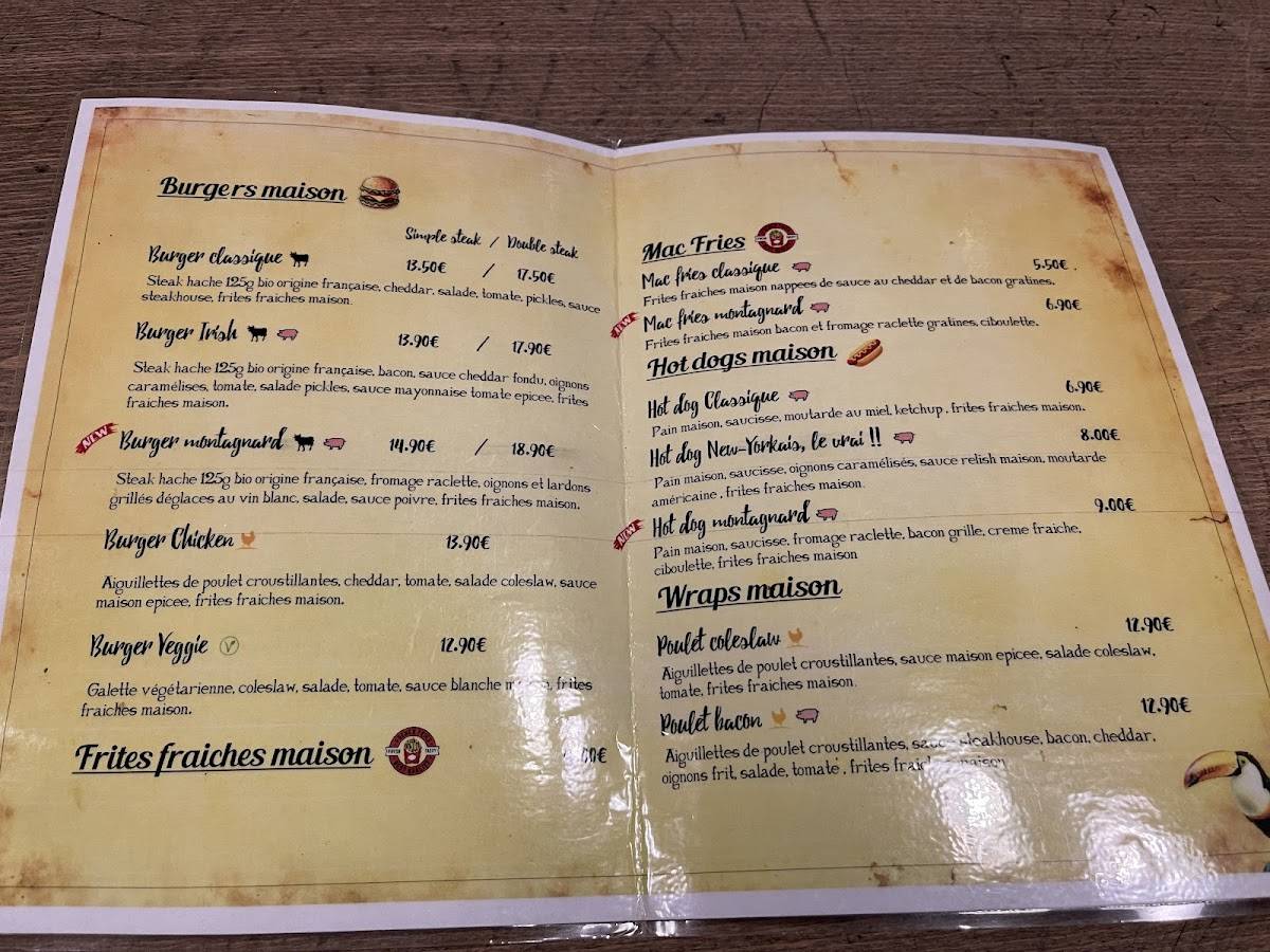 Menu de Pub Mac Carthy