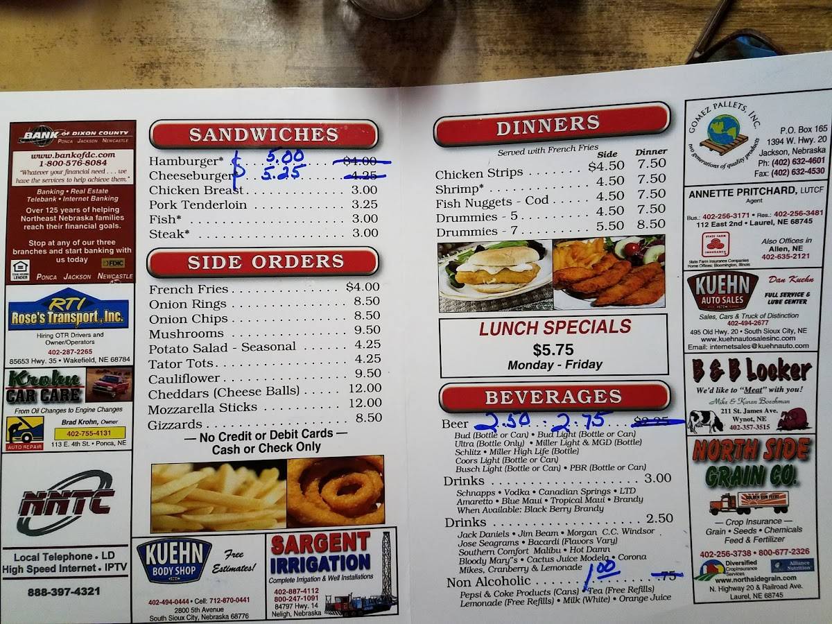 Menu at Bob's Bar and Grill, Martinsburg