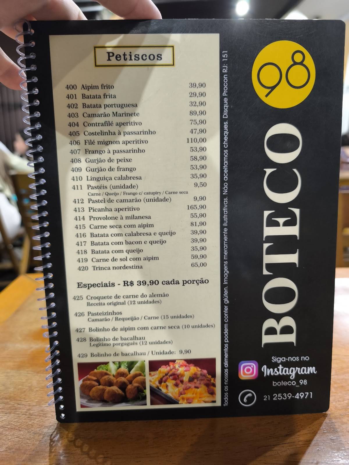 Boteco 98 cardápio