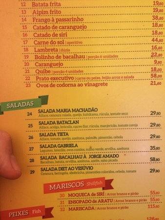 Menu em Cabana Gabriela restaurante Ilhéus Rua Rui Penalva