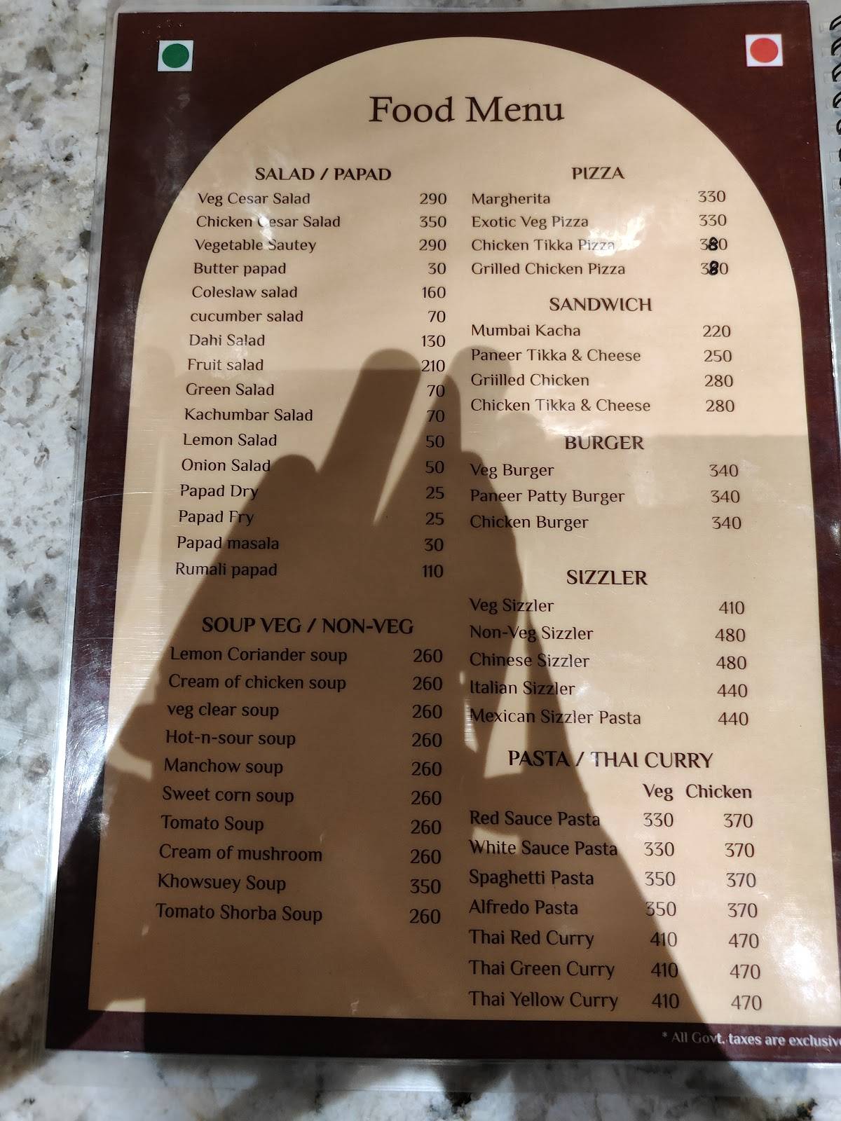 CaroBar - Multicuisine Restaurant Bar Cafe menu