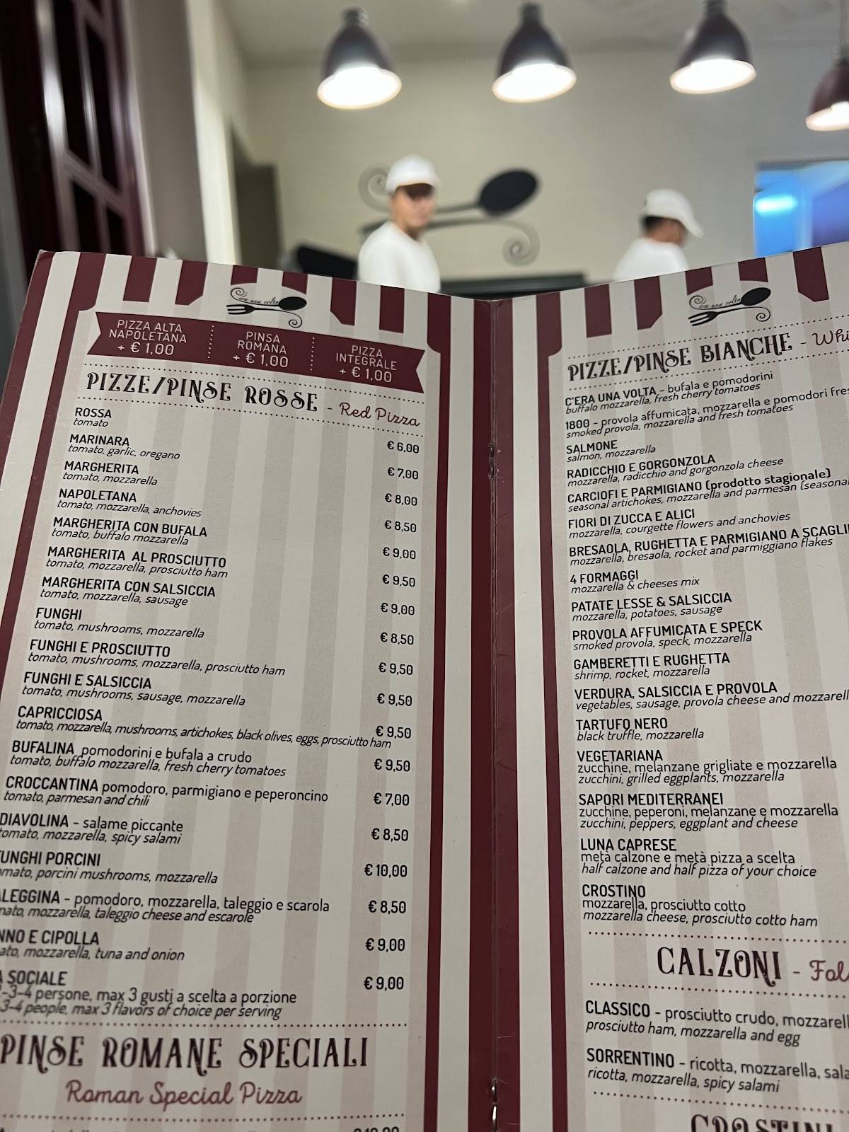 Menu di C'era una Volta 