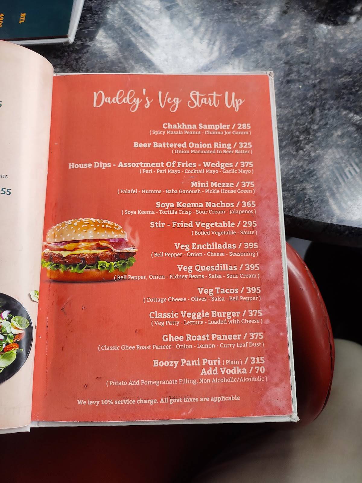 Daddy Bangalore menu