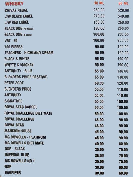 Dar-Bar menu