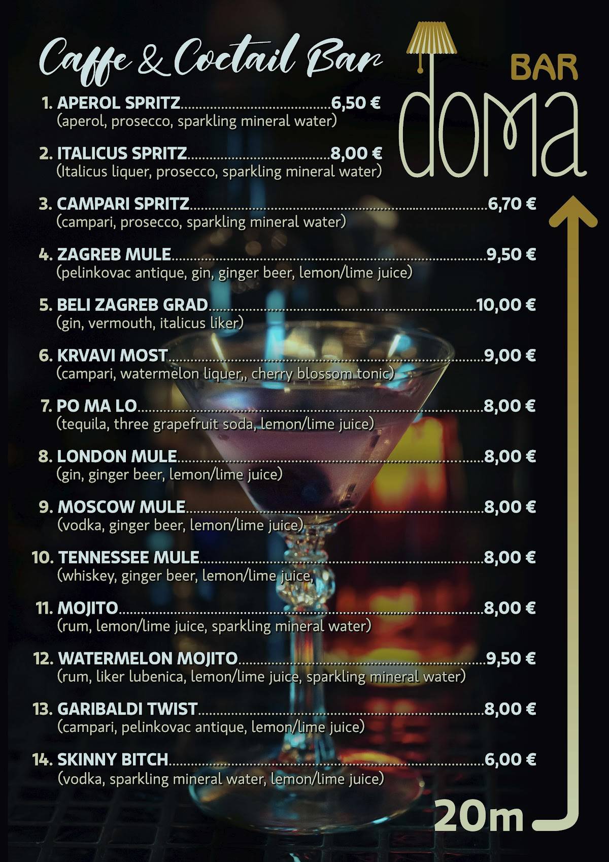 Menu di Caffe bar doma 