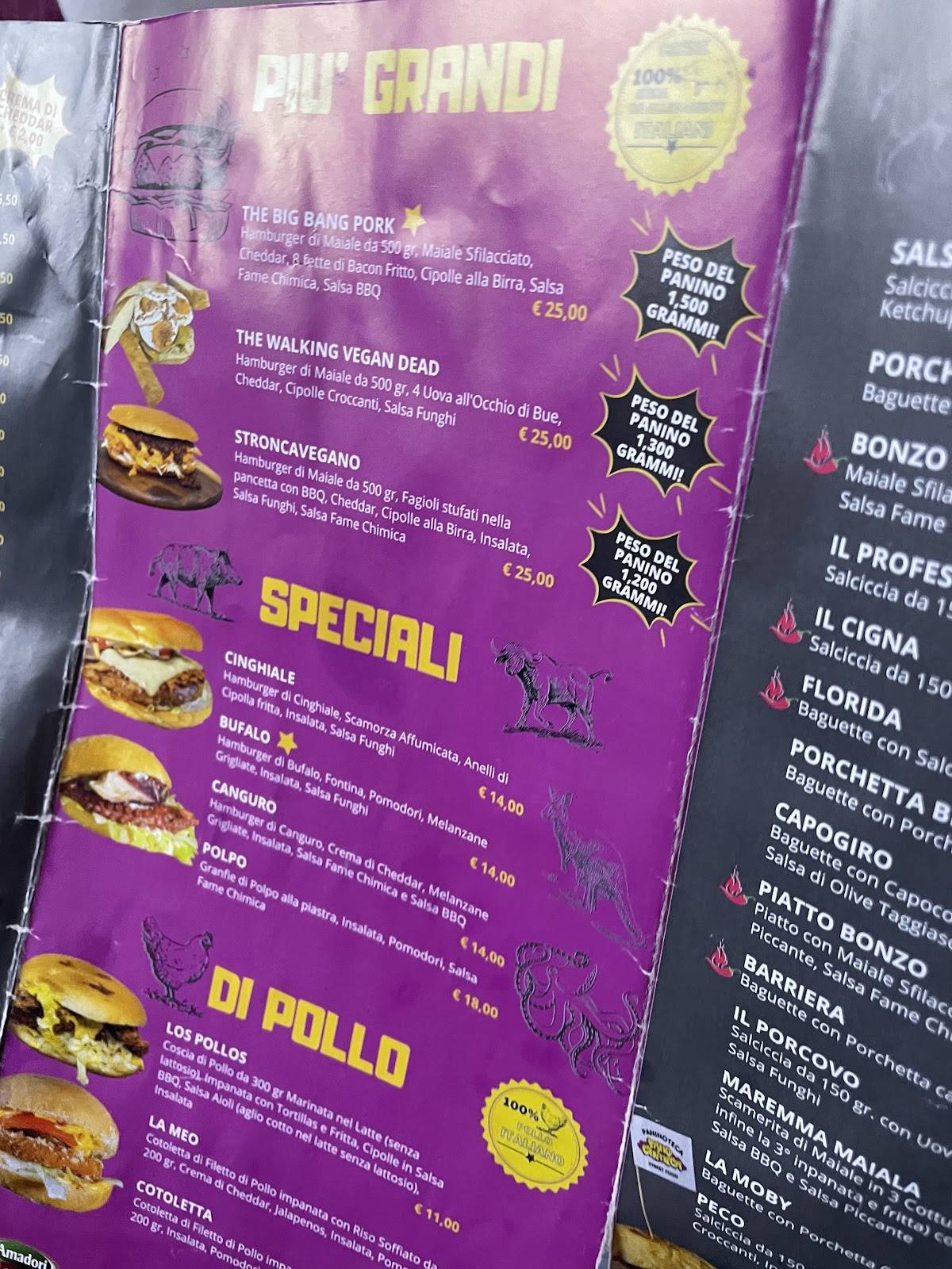 Menu di Fame Chimica Elba 
