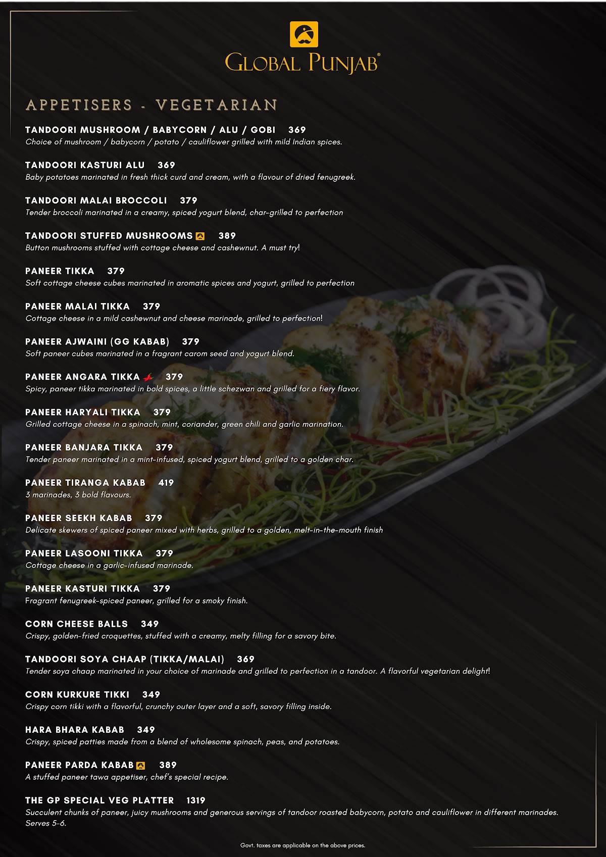 Global Punjab, Baner-Pashan Link Road menu