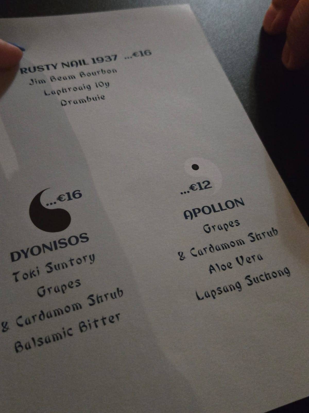 Menu di Gregory's Jazz club 