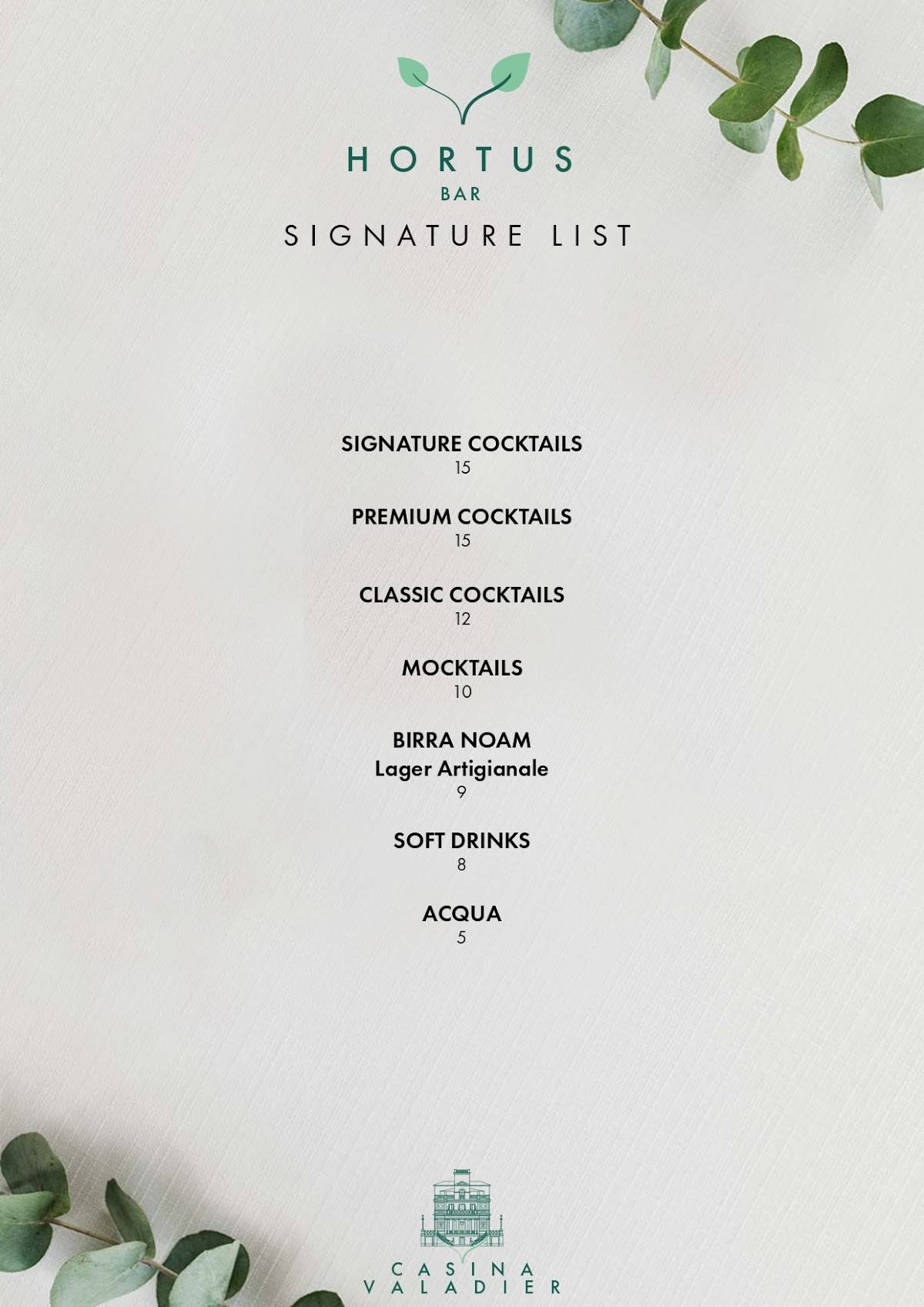 Menu di Hortus Bar 