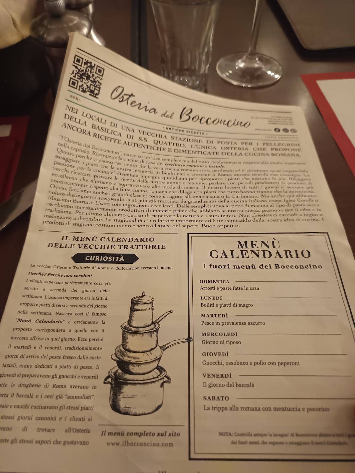 Menu di Il Bocconcino I Osteria Roma centro 
