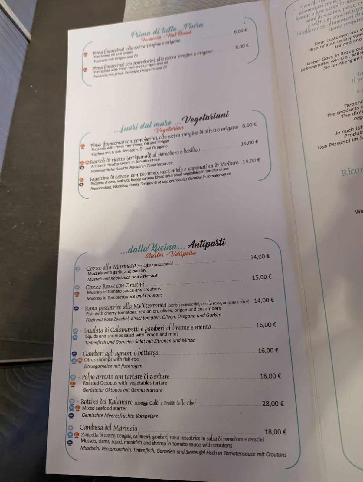 Menu di Il Kalamaro 