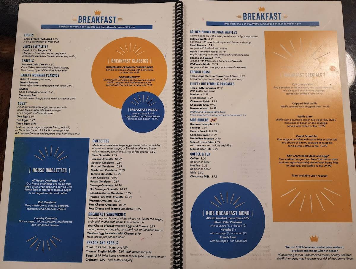 Menu at King of Prussia Diner, Bakery & Bar, King of Prussia