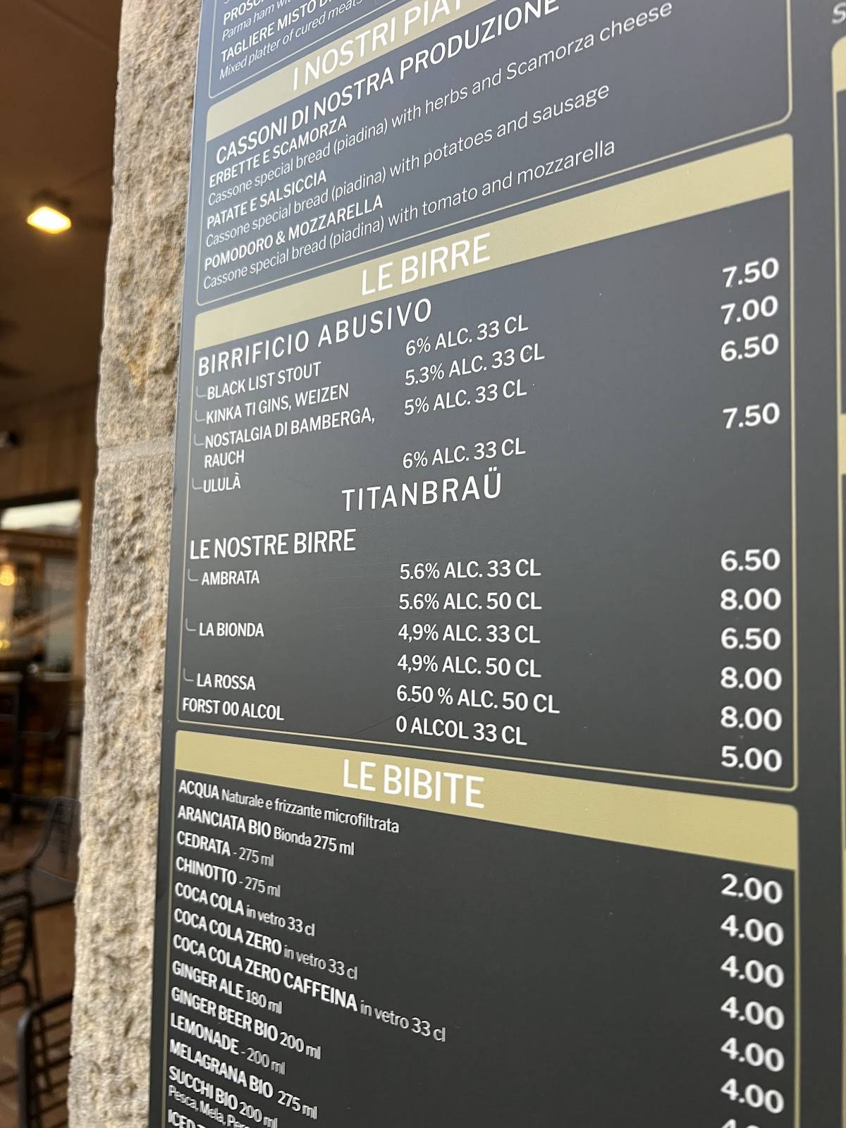 Menu di La Loggia 