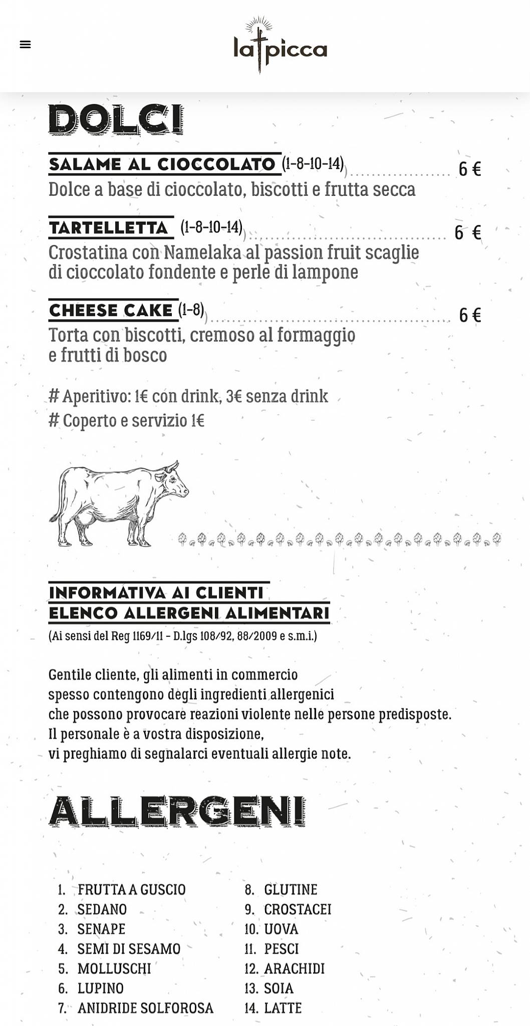 Menu di La Picca Jesi 