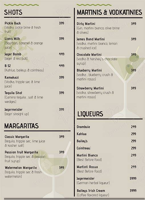 Lazy Shack menu
