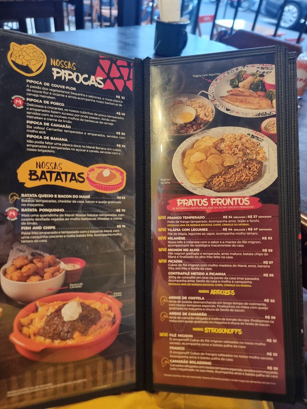 Mané Copacabana cardápio