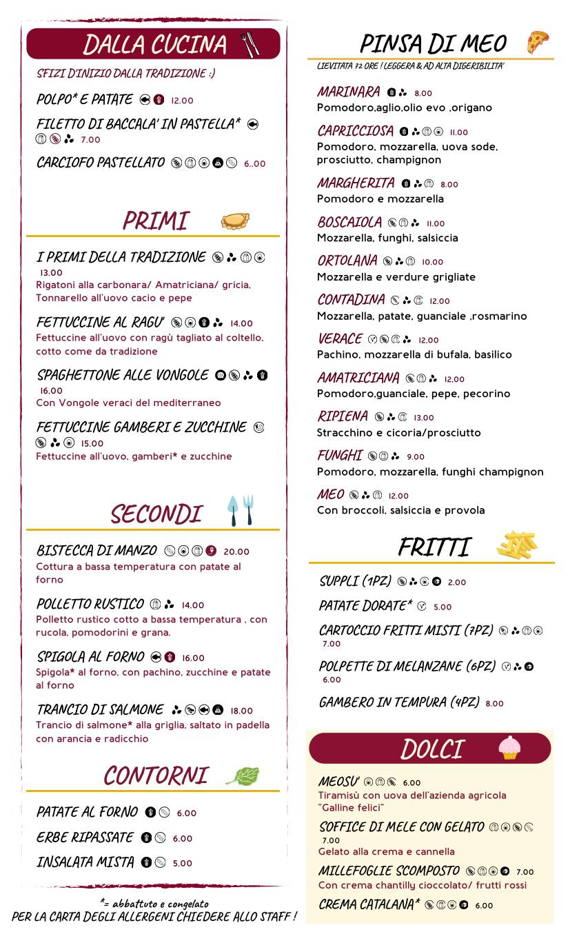 Menu di Meo Pinelli 