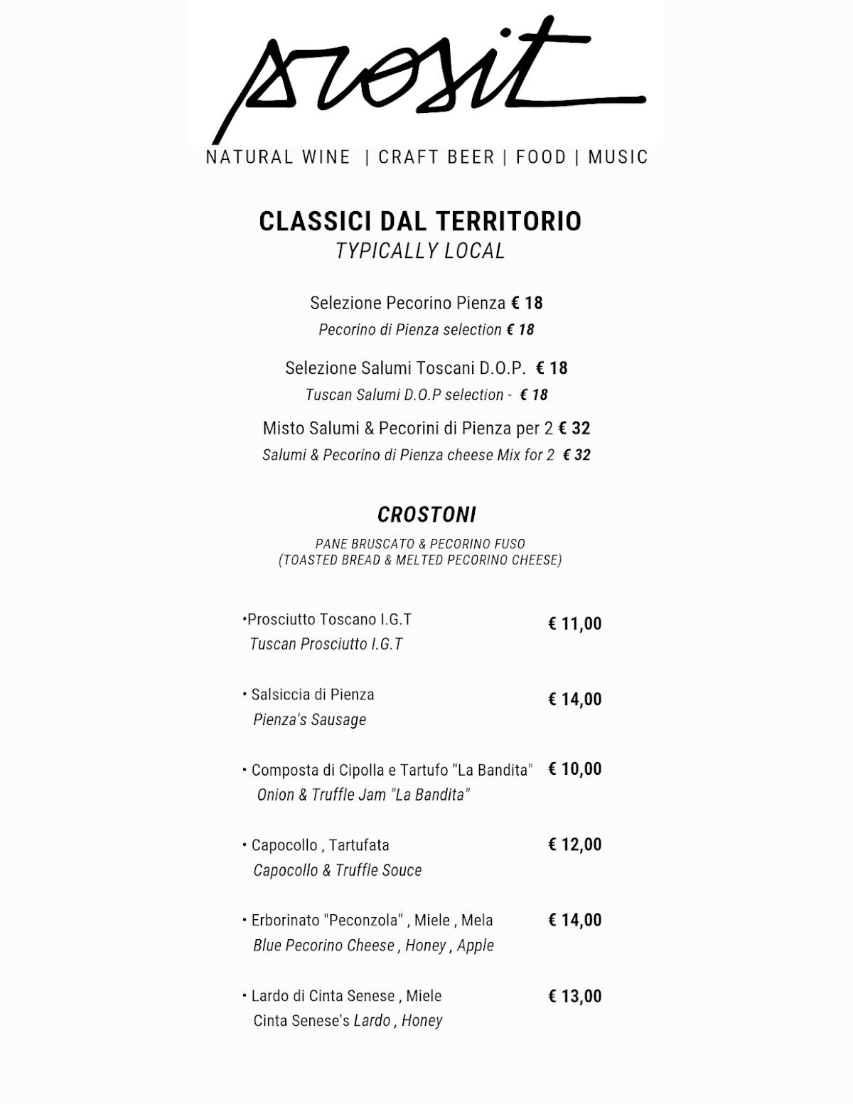Menu di PROSIT 